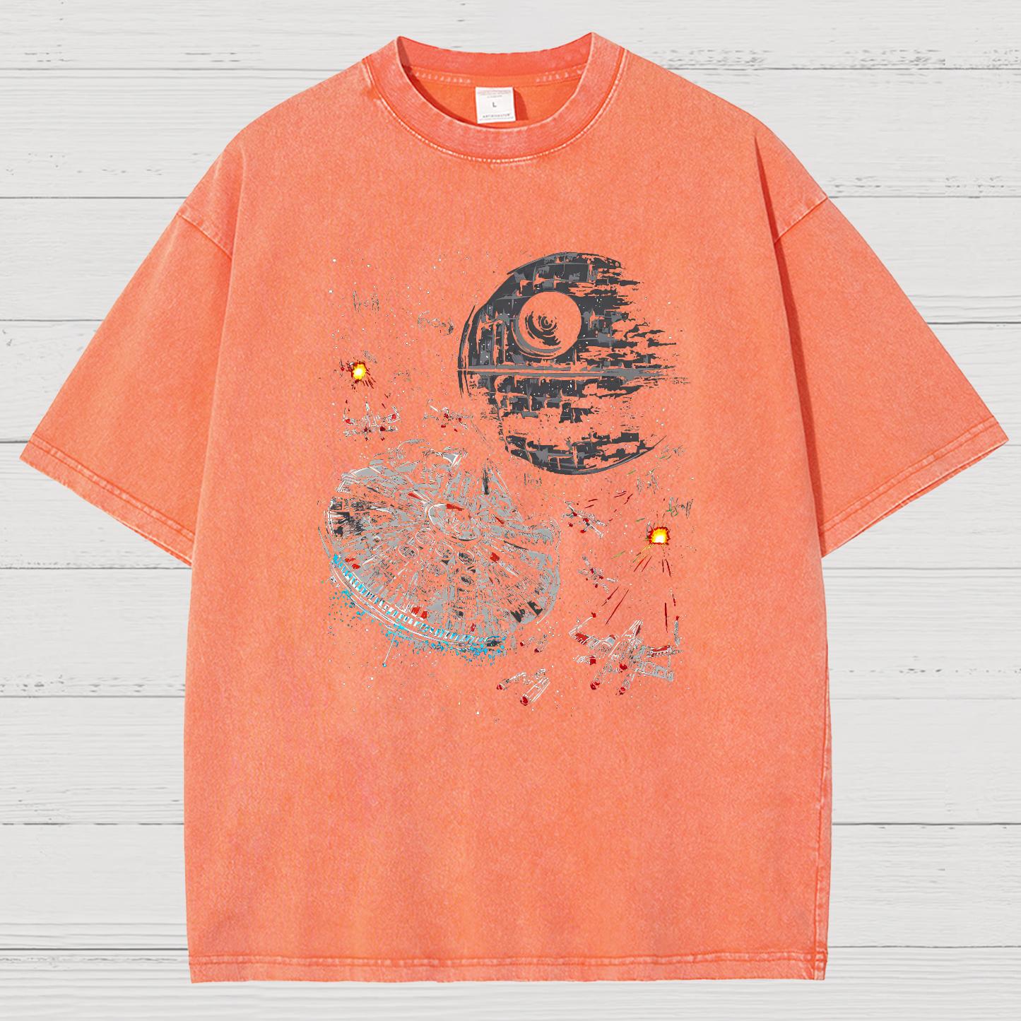 Epic Space Battle Vintage Distressed T-shirt