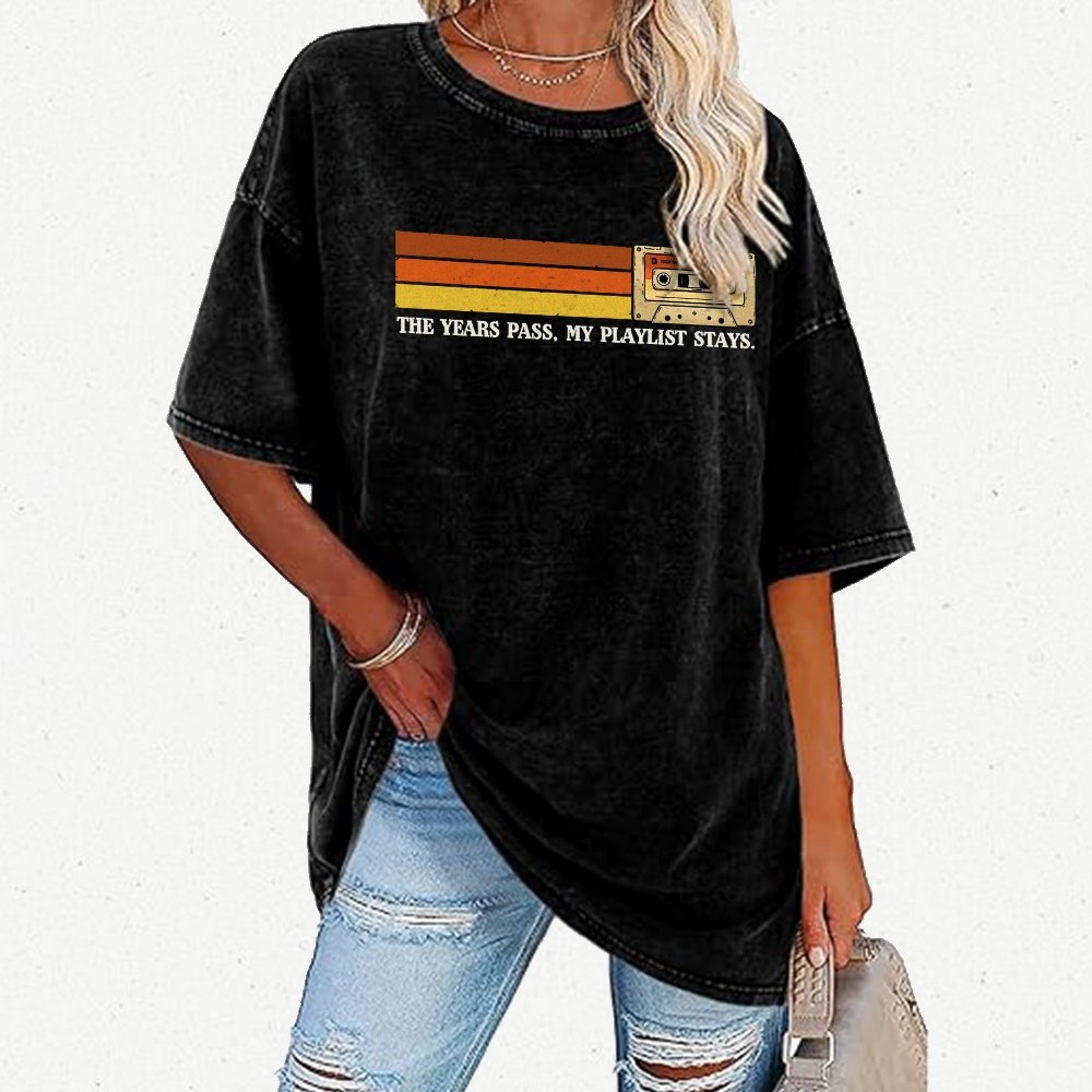 The Years Pass My Playlist Stays Vintage Distressed T-shirt