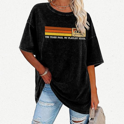 The Years Pass My Playlist Stays Vintage Distressed T-shirt