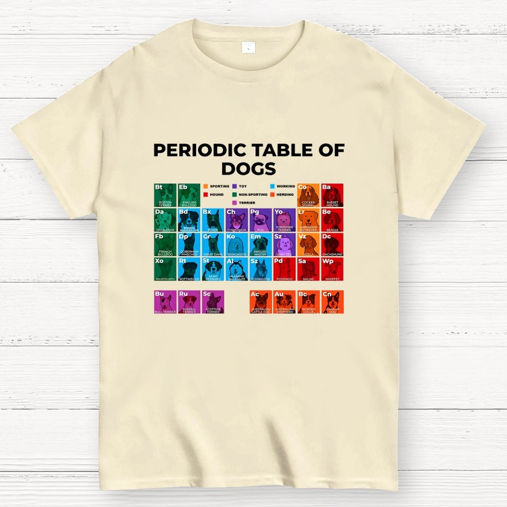 Periodic Table of Dogs  Dog Lover  Funny Science Geek T-Shirt