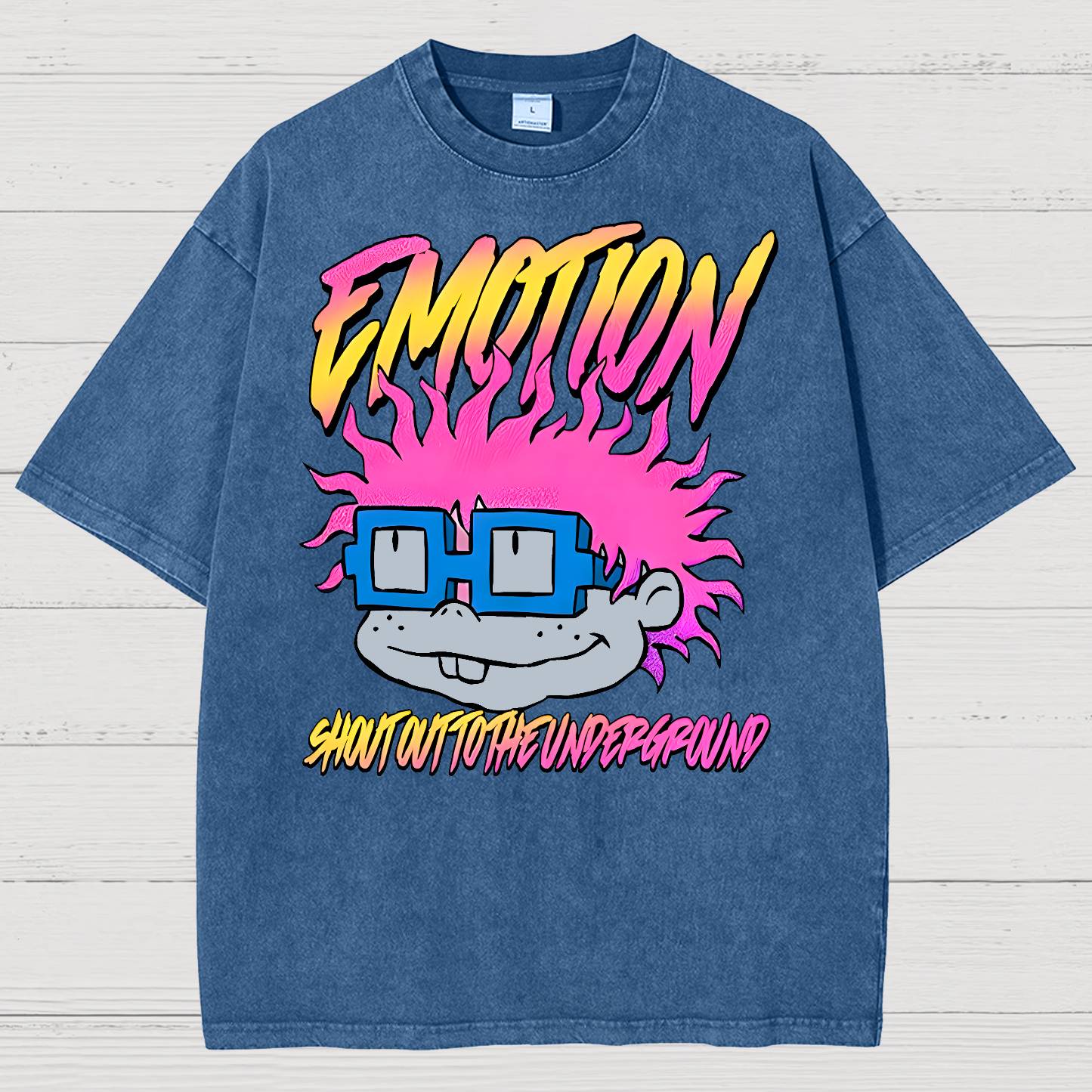 Cartoon Monster Graphic Print Vintage Distressed T-shirt