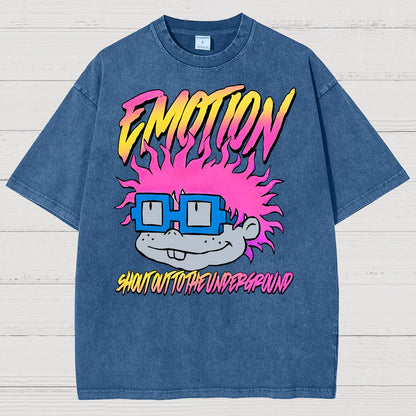Cartoon Monster Graphic Print Vintage Distressed T-shirt