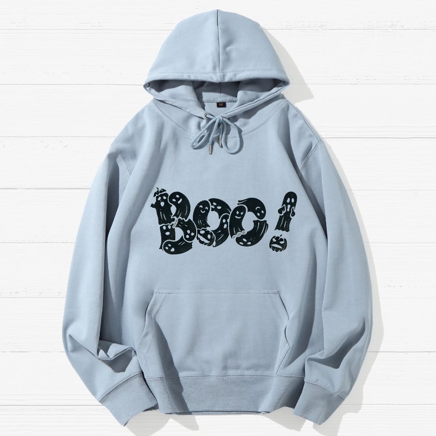 Boo - Funny Cute Ghost Typography Geek Cotton Hoodie