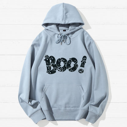 Boo - Funny Cute Ghost Typography Geek Cotton Hoodie