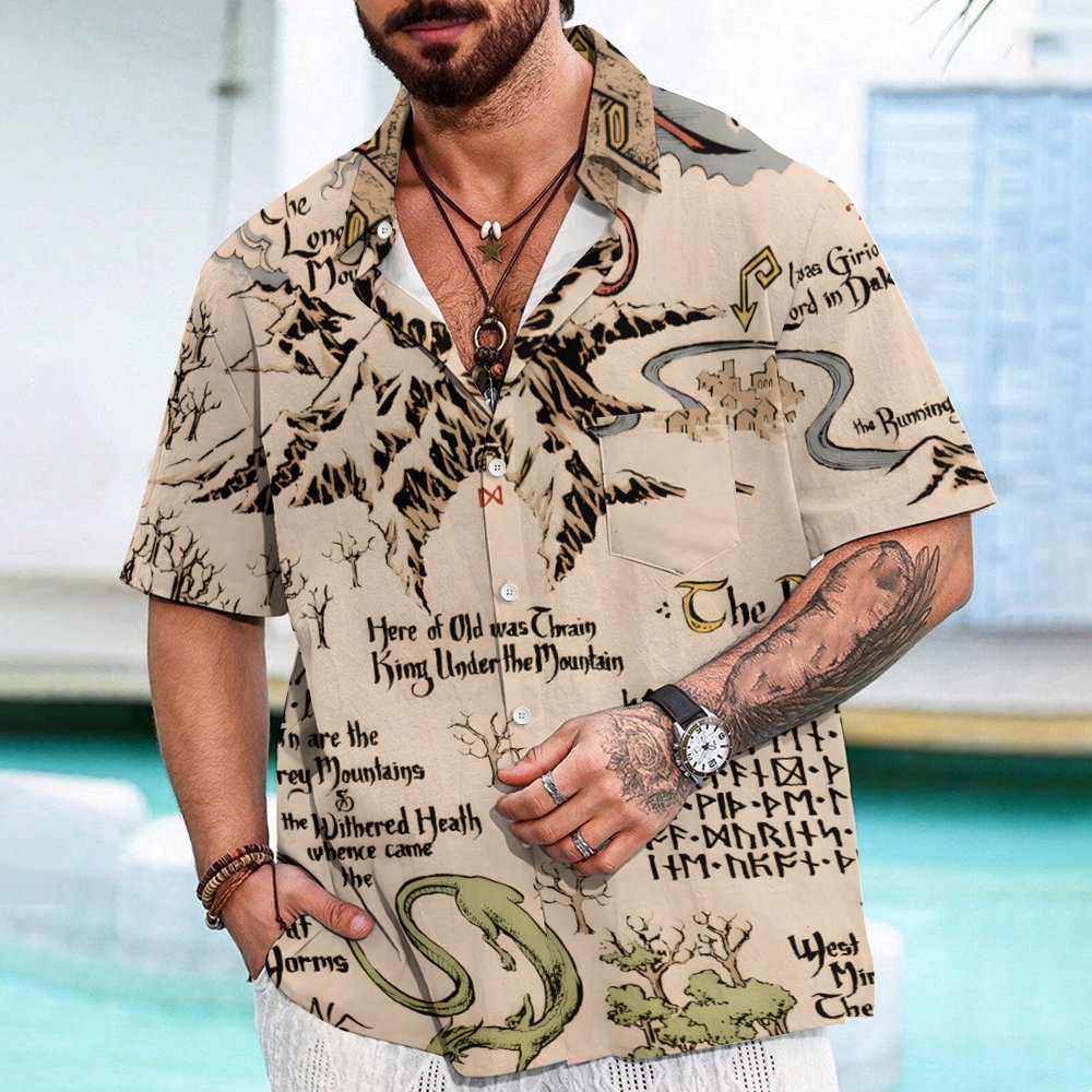 Medieval Science Fiction Map Geek Hawaiian Shirt