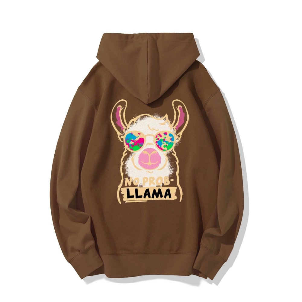 No probllama Printed Back Unisex Cotton Hoodie