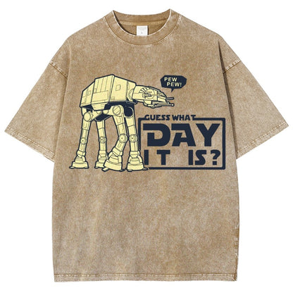 Pew Pew！Guess What Day It Is？ Vintage Distressed T-shirt