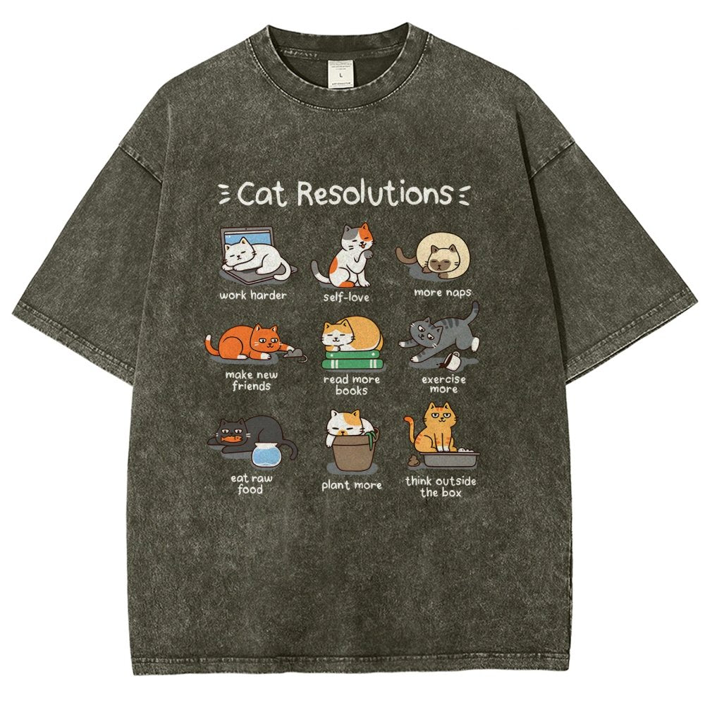 Cat Resolutions Vintage Distressed T-shirt