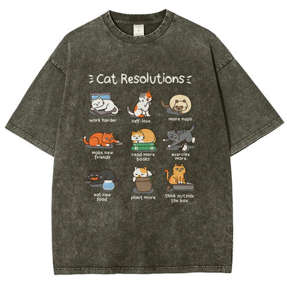 Cat Resolutions Vintage Distressed T-shirt