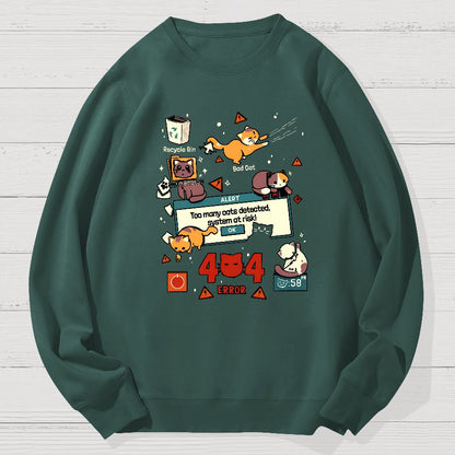 Too Many Cats 404 Alert Geek Cotton Sweatshirt