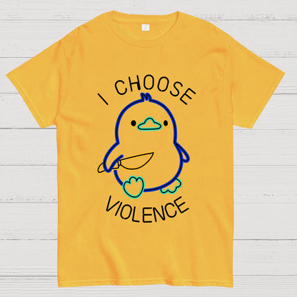 I Choose Violence Neon Funny Duck Geek T-Shirt