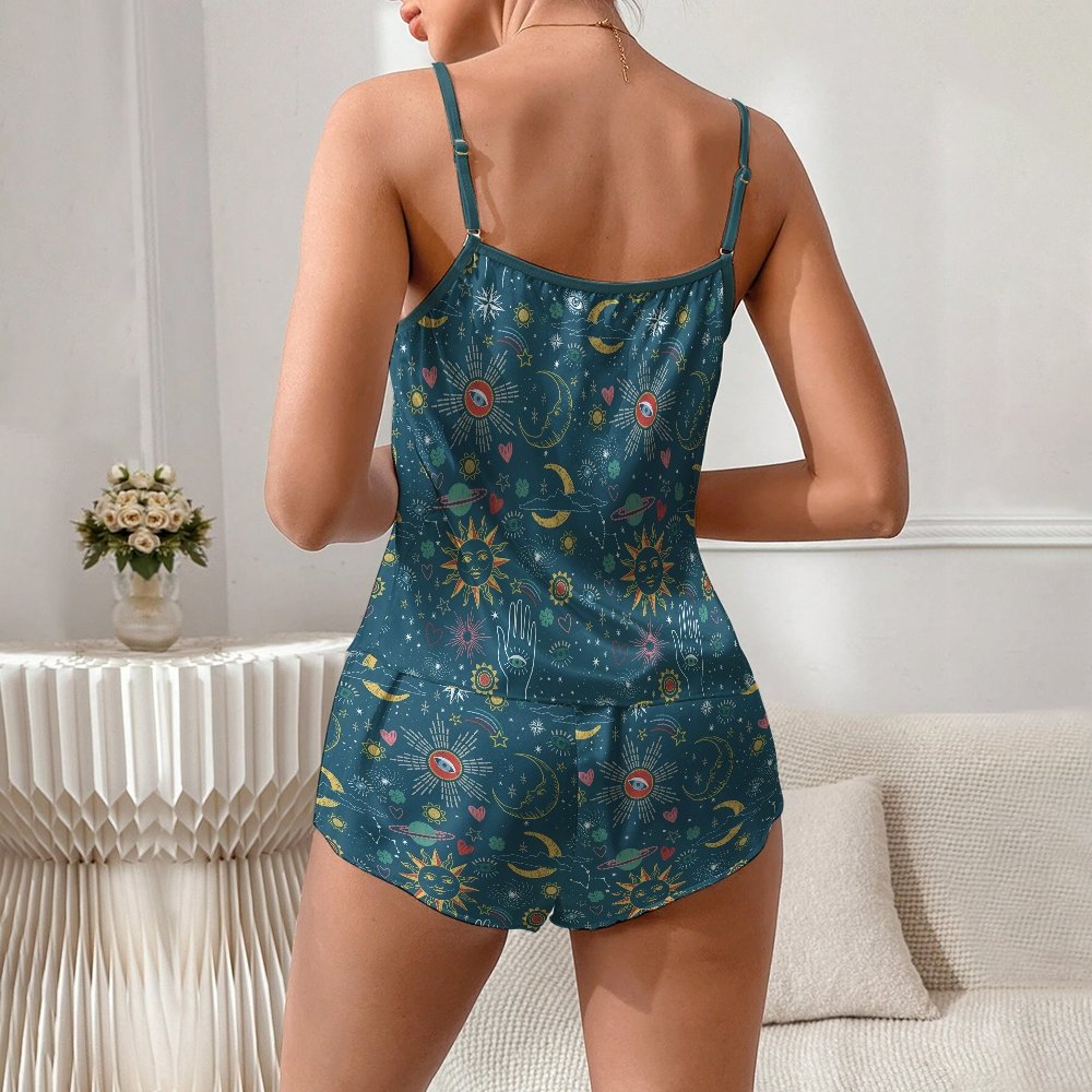 Sun God Symbol Women's Geek Suspender Cami Set