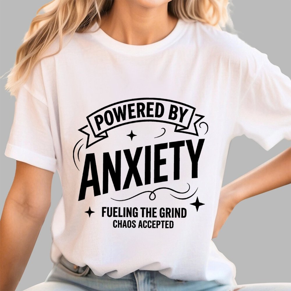 Powered By Anxiety Art Print Geek T-Shirt