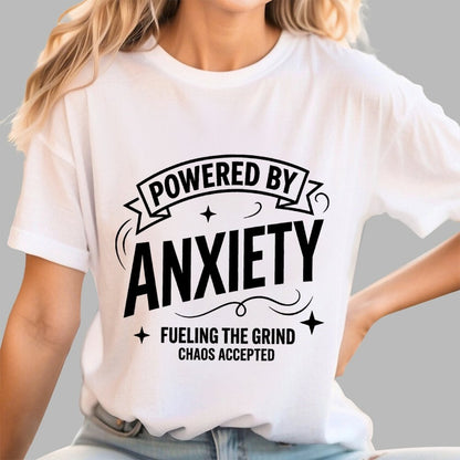Powered By Anxiety Art Print Geek T-Shirt