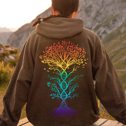 DNA Tree Of Life Science Printed Back Unisex Cotton Hoodie