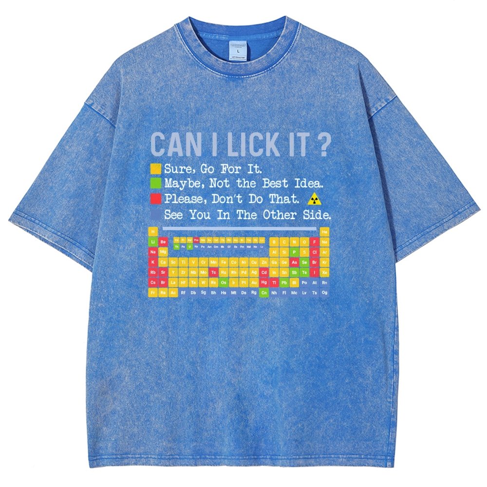 Can I Lick It Question Mark Periodic Table Of Elements Science Vintage Distressed T-shirt
