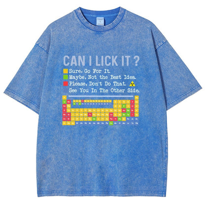 Can I Lick It Question Mark Periodic Table Of Elements Science Vintage Distressed T-shirt