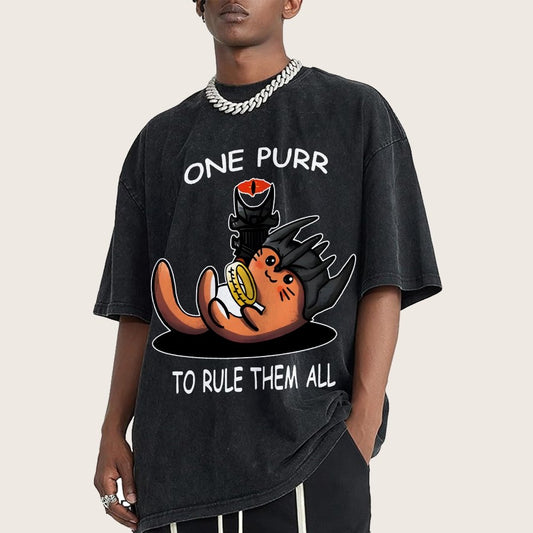 One Purr to Reign Them All Vintage Distressed T-shirt