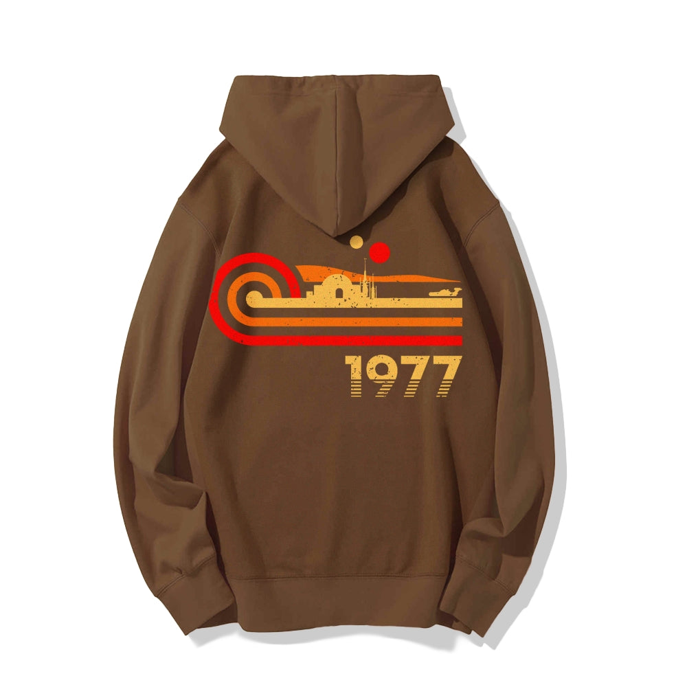 Retro Vintage Desert Planet Printed Back Unisex Cotton Hoodie