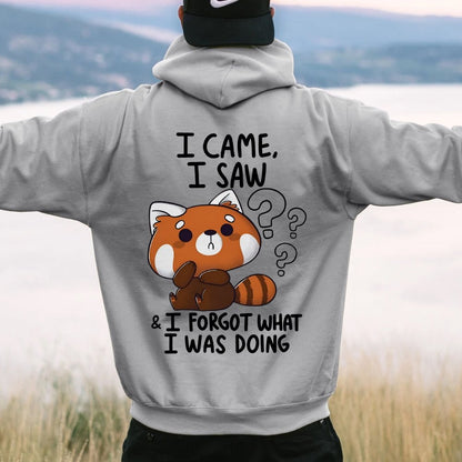 Forgetful Red Panda Printed Back Unisex Cotton Hoodie
