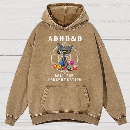 Adhd&Dnd-Cat Vintage Distressed Hoodie