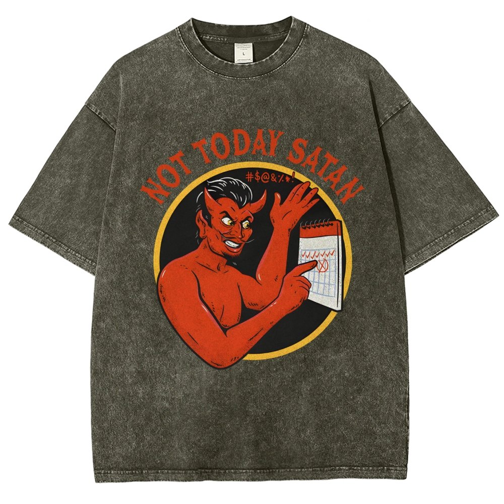Not Today Satan Vintage Distressed T-shirt