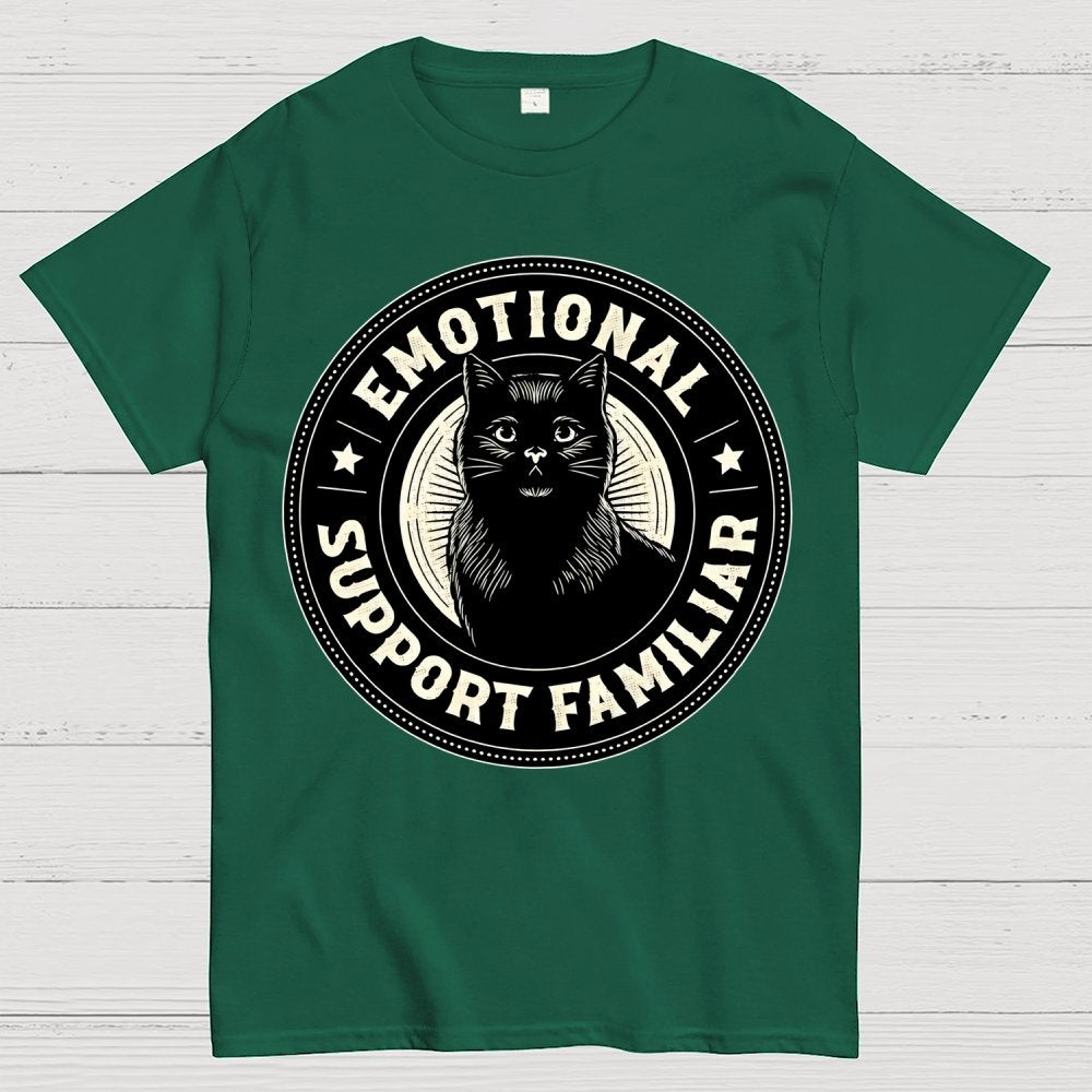 Emotional Support Familiar Black Cat Geek T-Shirt