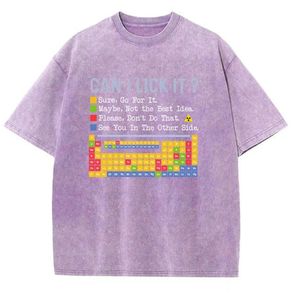 Can I Lick It Question Mark Periodic Table Of Elements Science Vintage Distressed T-shirt
