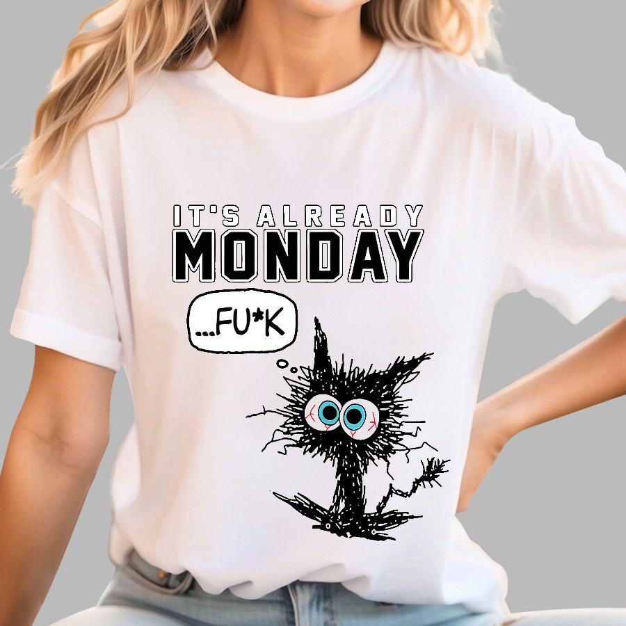 It's Already Monday Funny Cat Geek T-Shirt
