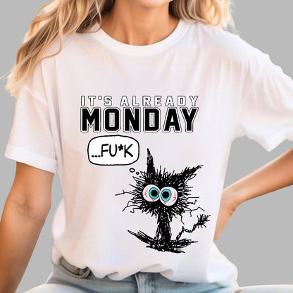 It's Already Monday Funny Cat Geek T-Shirt