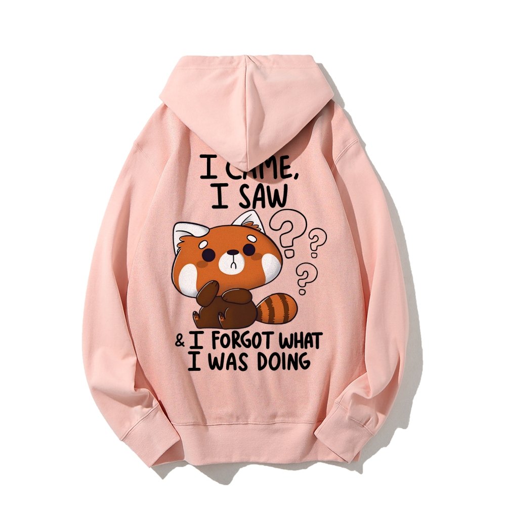 Forgetful Red Panda Printed Back Unisex Cotton Hoodie