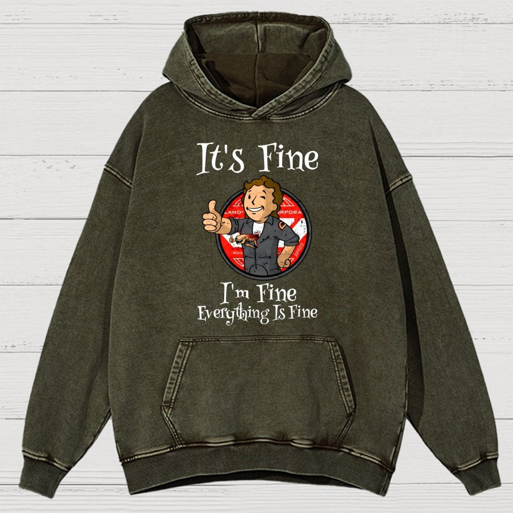 I'M Fine Everything Is Fine Vintage Distressed Hoodie