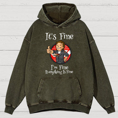 I'M Fine Everything Is Fine Vintage Distressed Hoodie
