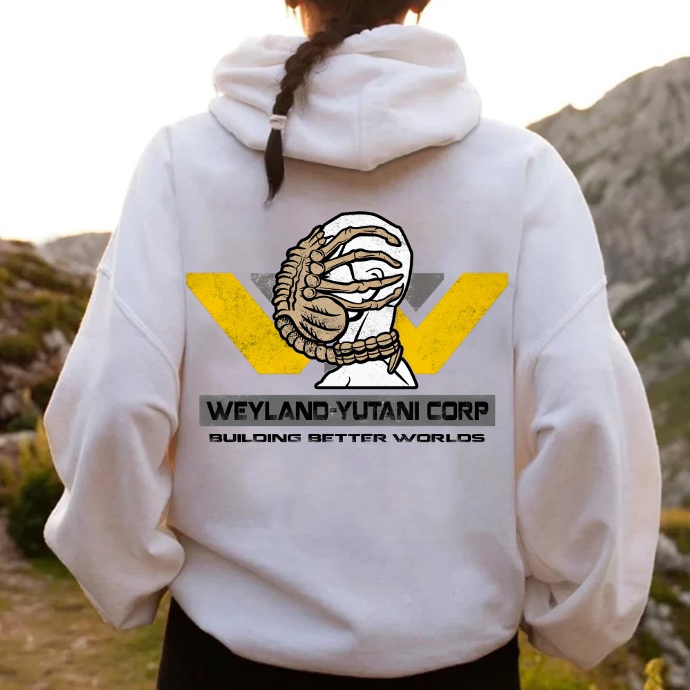 Mysterious Creatures Building Better Worlds Printed Back Unisex Cotton Hoodie