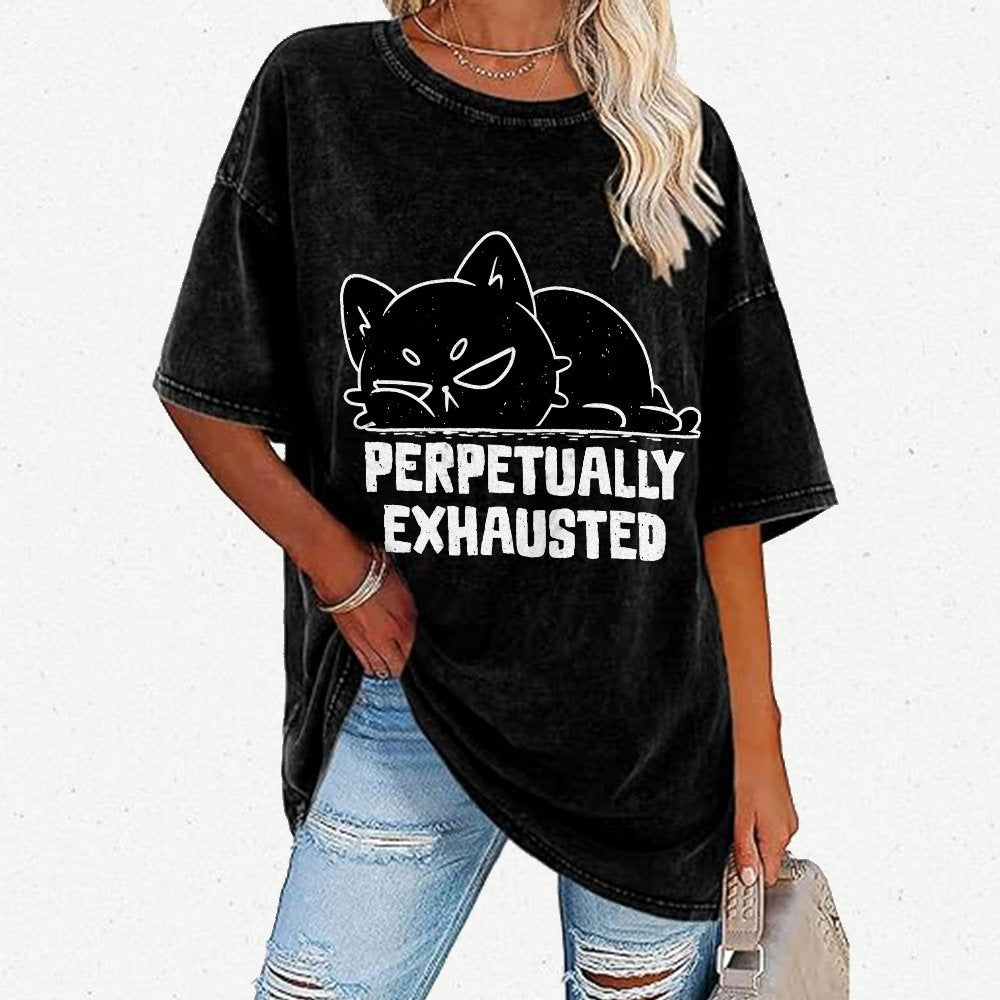 Perpetually Exhausted Cat Vintage Distressed T-shirt