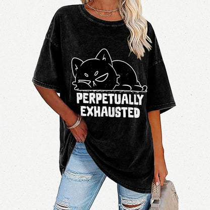 Perpetually Exhausted Cat Vintage Distressed T-shirt