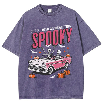 Get In Loser We're Getting Spooky Halloween Vintage Distressed T-shirt