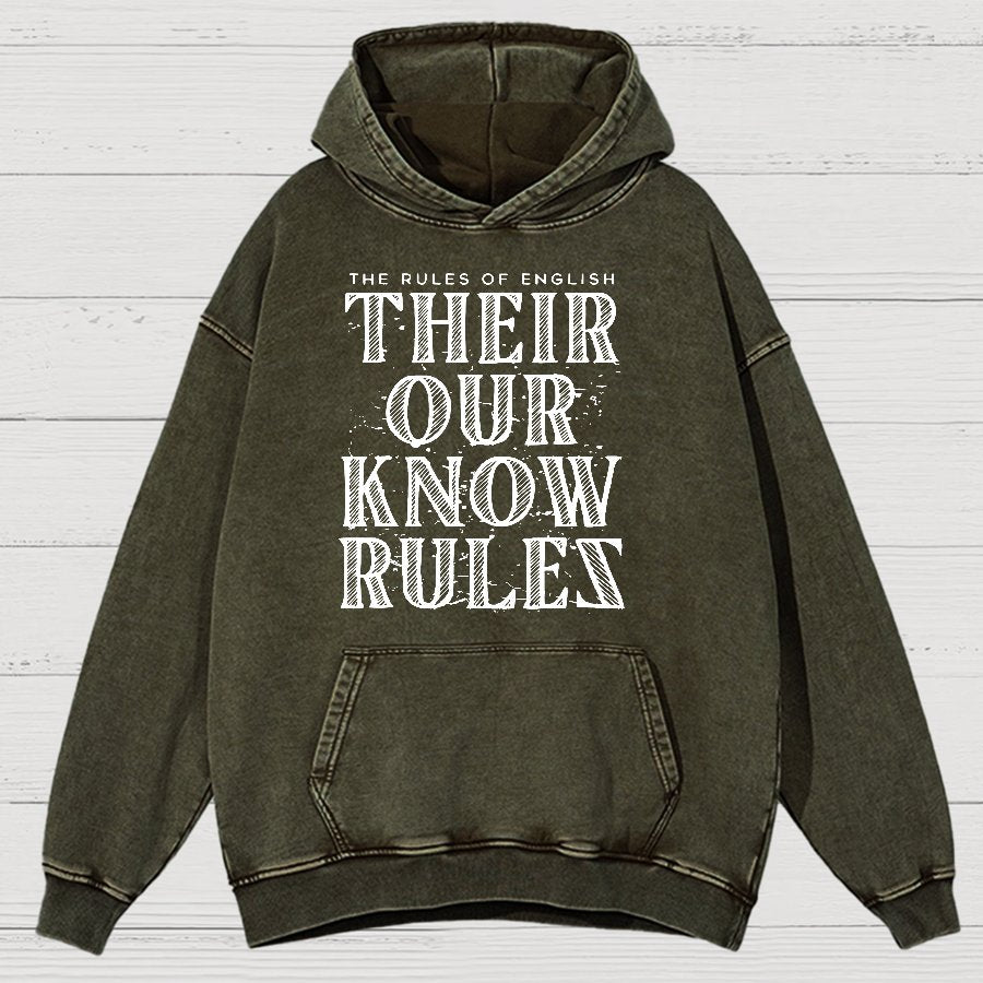 Their Our Know Rules Vintage Distressed Hoodie