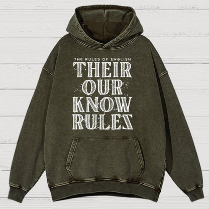 Their Our Know Rules Vintage Distressed Hoodie