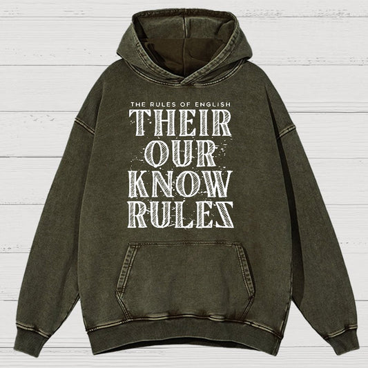 Their Our Know Rules Vintage Distressed Hoodie
