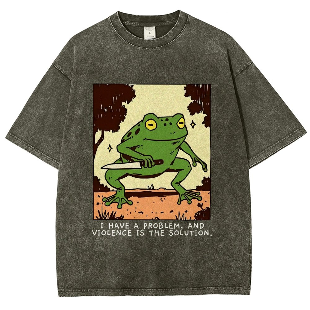 Frog Violence Vintage Distressed T-shirt