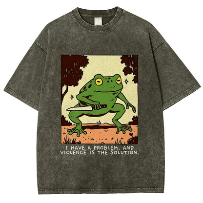 Frog Violence Vintage Distressed T-shirt