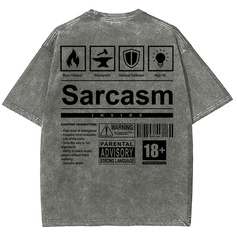 Sarcasm Label Washed T-Shirt