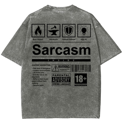 Sarcasm Label Washed T-Shirt