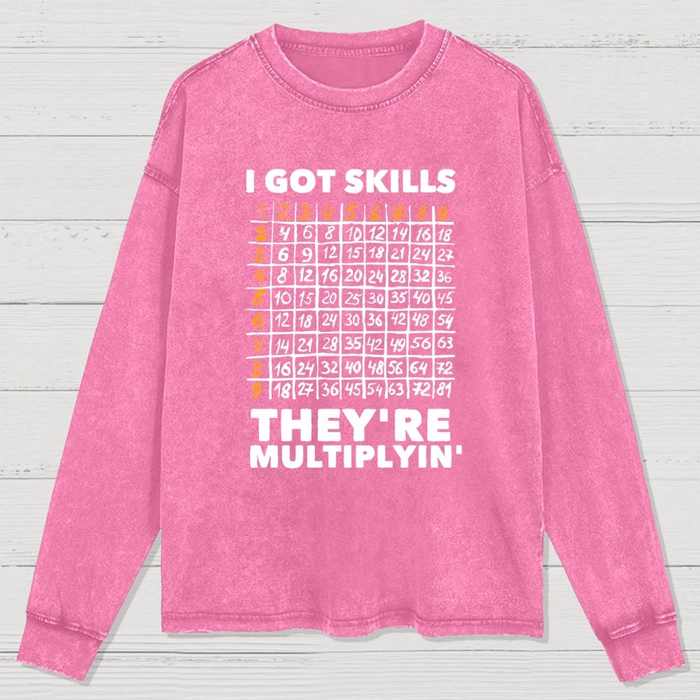 Math Got Skills Multiplying Washed Long Sleeve Tee