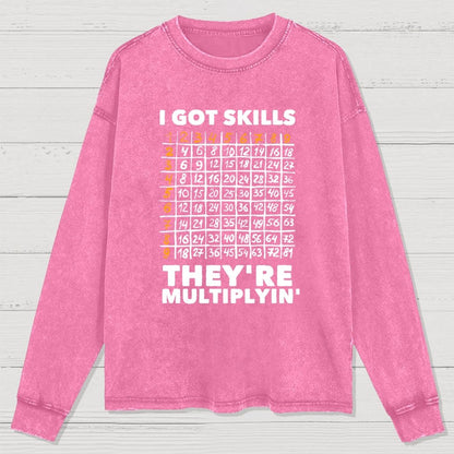 Math Got Skills Multiplying Washed Long Sleeve Tee
