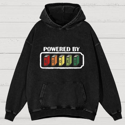 Powered by Books Vintage Distressed Hoodie