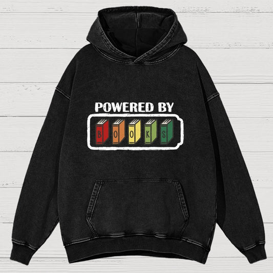 Powered by Books Vintage Distressed Hoodie