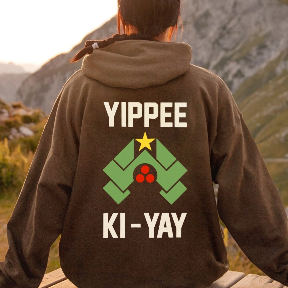 YIPPEE KI-YAY Printed Back Unisex Cotton Hoodie