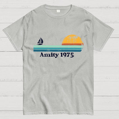 Amity 1975 Sunset Retro Sailboat Sunrise Summer Geek T-Shirt